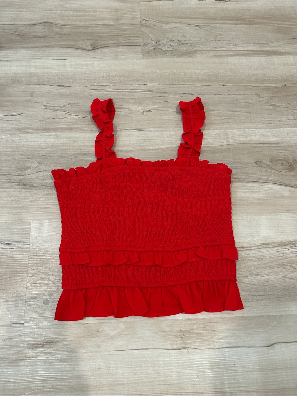 Red Ruffle Smocked Tank Top
